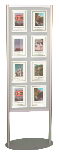  Brochure holders in 2m frames/KLF01D Slimline frame with frosted panel and 8x A4P ss